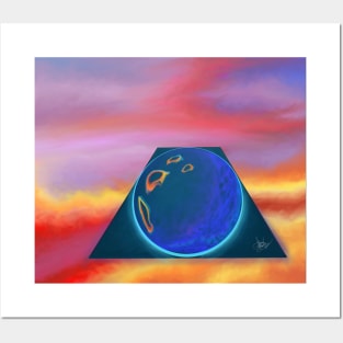 Trippy Planet Moon Space Abstract Pastel Void Sci Fi Glowing Sunset Artwork Unique Cool Posters and Art